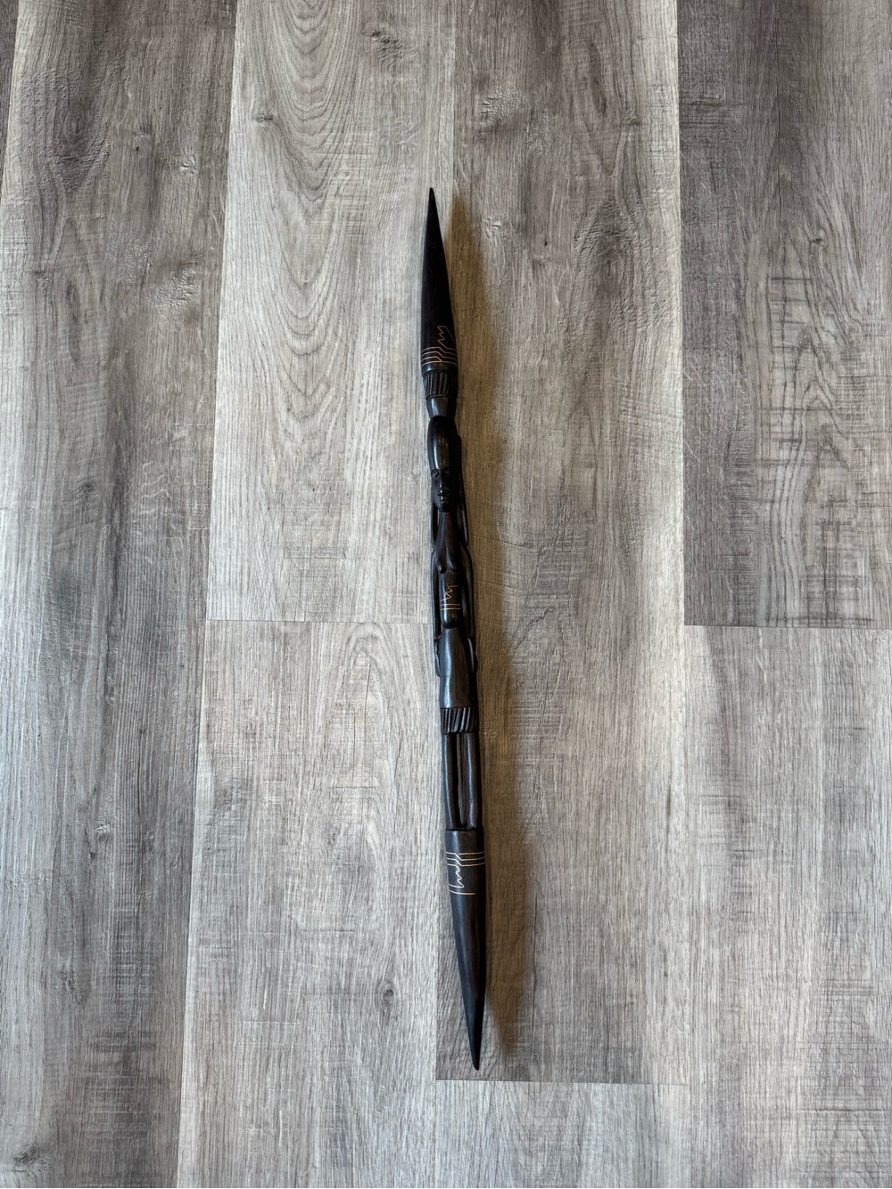 Vintage Hand Carved African Style Wooden Spear Wall Decor Tribal Folk Art 26”